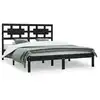 Image de vidaXL Massivholzbett Schwarz Kiefer 200x200 cm