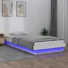 Image de vidaXL Lit en bois massif avec LEDs Blanc 90x190 cm