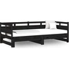 Image de vidaXL Lit de jour Extensible Noir Pin massif 2x(80x200) cm