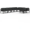 Image de vidaXL Ensemble de salon de jardin 9 pièces avec coussins Aluminium Anthracite