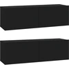Image de vidaXL Armoires murales TV 2 pcs. noir 100x30x30 cm bois composite