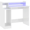 Image de vidaXL Bureau avec LEDs blanc brillant 97x45x90 cm Bois composite