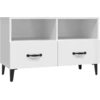Image de vidaXL Armoire TV blanc brillant 80x36x50 cm Bois composite