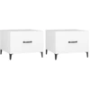 Image de vidaXL Tables basses avec pieds en métal 2 pcs. Blanc 50x50x40 cm