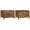 Image de vidaXL Tables basses avec pieds en métal 2 pcs. Chêne fumé 50x50x40 cm