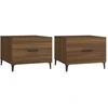 Image de vidaXL Tables basses pieds en métal 2 pcs. Brun imitation chêne 50x50x40 cm