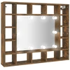 Image de vidaXL Armoire de toilette avec LED chêne fumé 91x15x76,5 cm