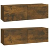 Image de vidaXL Armoires murales TV 2 pcs. Chêne fumé 100x30x30 cm Matériau dérivé du bois