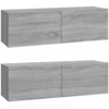 Image de vidaXL Armoires murales TV 2 pcs. Gris Sonoma 100x30x30 cm Matériau dérivé du bois