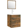 Image de vidaXL Armoire de lavabo avec vasque encastrée Chêne fumé Matériau dérivé du bois