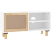 Image de Meuble TV Blanc 80x30x40 cm Pin massif et rotin naturel
