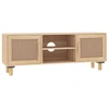 Image de vidaXL Armoire TV brune 105x30x40 cm pin massif rotin naturel