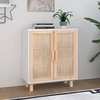 Image de vidaXL Sideboard Blanc 60x30x70 cm Pin massif et rotin naturel