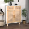 Image de vidaXL Sideboard Blanc 60x30x75 cm Pin massif et rotin naturel