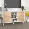 Image de vidaXL Sideboard Blanc 105x30x60 cm Pin massif et rotin naturel