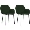 Image de vidaXL Chaise de salle à manger 2 pcs. Vert foncé velours
