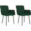 Image de vidaXL Chaise de salle à manger 2 pcs. Vert foncé velours