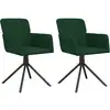 Image de vidaXL Chaise de salle à manger 2 pcs. Pivotant Vert foncé Velours