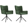 Image de vidaXL Chaise de salle à manger 2 pcs. Pivotant Vert foncé Velours