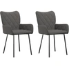 Image de vidaXL Chaise de salle à manger 2 pcs. Tissu gris foncé