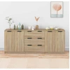 Image de vidaXL Sideboard 3 pièces aspect chêne Sonoma Matériau dérivé du bois