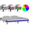 Image de vidaXL Lit en bois massif avec LED Gris 140x190 cm