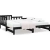 Image de vidaXL Lit de jour extensible noir 2x(80x200) cm Pin massif