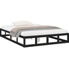 Image de vidaXL Lit en bois massif noir 140x190 cm