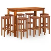 Image de vidaXL Ensemble bar de jardin 9 pièces bois massif acacia