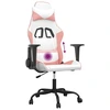 Image de vidaXL Chaise de jeu avec fonction de massage Blanc et rose Similicuir