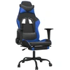 Image de vidaXL Chaise de jeu avec massage & repose-pieds Noir & Bleu Similicuir