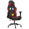 Image de vidaXL Chaise de jeu avec massage & repose-pieds Noir & rouge Similicuir