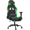 Image de vidaXL Chaise de jeu avec massage & repose-pieds Noir & vert Similicuir