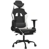 Image de Fauteuil gaming vidaXL avec fonction massage et repose-pieds, en similicuir noir et blanc