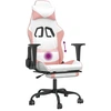 Image de vidaXL Chaise de jeu avec massage & repose-pieds Blanc et rose Similicuir