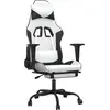 Image de vidaXL Chaise de jeu avec massage & repose-pieds Blanc & Noir Similicuir