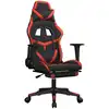Image de vidaXL Chaise de jeu avec massage & repose-pieds Noir & rouge Similicuir