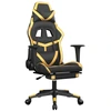 Image de vidaXL Chaise de jeu avec massage & repose-pieds Noir Golden Similicuir