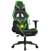 Image de vidaXL Chaise de jeu avec massage & repose-pieds Noir & vert Similicuir