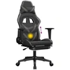 Image de vidaXL Chaise de jeu avec massage & repose-pieds Noir & Gris Similicuir