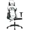 Image de vidaXL Chaise de jeu avec fonction de massage Blanc et noir similicuir