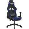 Image de vidaXL Chaise de jeu avec massage & repose-pieds Noir & Bleu Similicuir