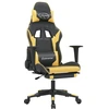 Image de vidaXL Chaise de jeu avec massage & repose-pieds Noir Golden Similicuir