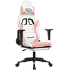 Image de vidaXL Chaise de jeu avec massage & repose-pieds Blanc & Rose Similicuir