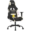 Image de Fauteuil gaming vidaXL avec fonction massage et repose-pieds, tissu noir et crème