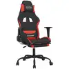 Image de vidaXL Chaise de jeu avec massage & repose-pieds Tissu noir et rouge