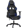 Image de vidaXL Chaise de jeu avec massage & repose-pieds Noir & Bleu Similicuir