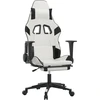 Image de vidaXL Chaise de jeu avec massage & repose-pieds Blanc & Noir Similicuir