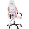 Image de vidaXL Chaise de jeu avec fonction de massage Blanc et rose Similicuir