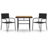 Image de vidaXL Ensemble de jardin 3 pièces Poly rotin noir